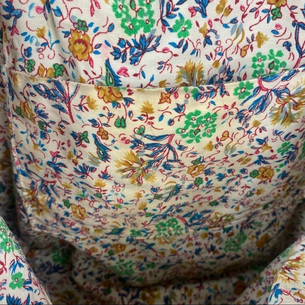 Vintage | Brown Knit Handbag with Tortoise Handles and Floral Interior - Picture 4 of 4